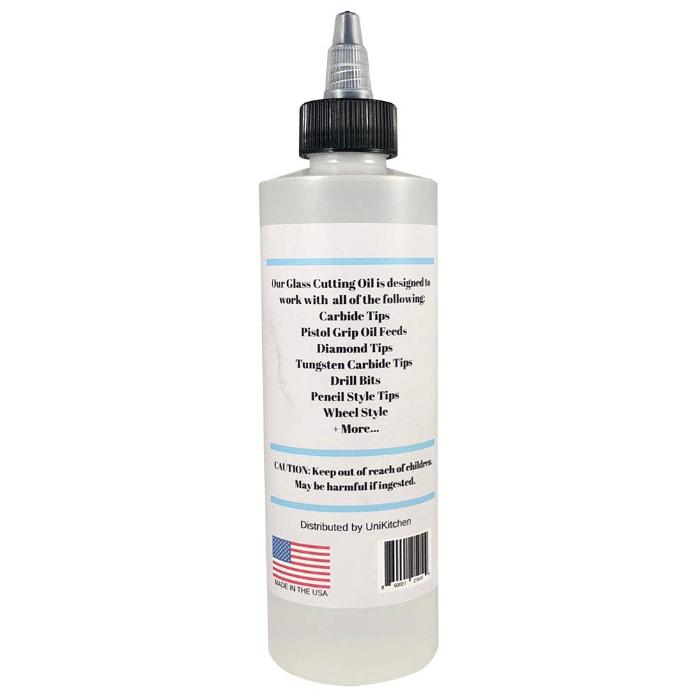 Premium Glass Cutting Oil (8 oz) Specially Formulated for Use with Any Glass Cutter Tool - Glass Cutter Oil for Glass Drill Bit, Mirror Cutting Tool